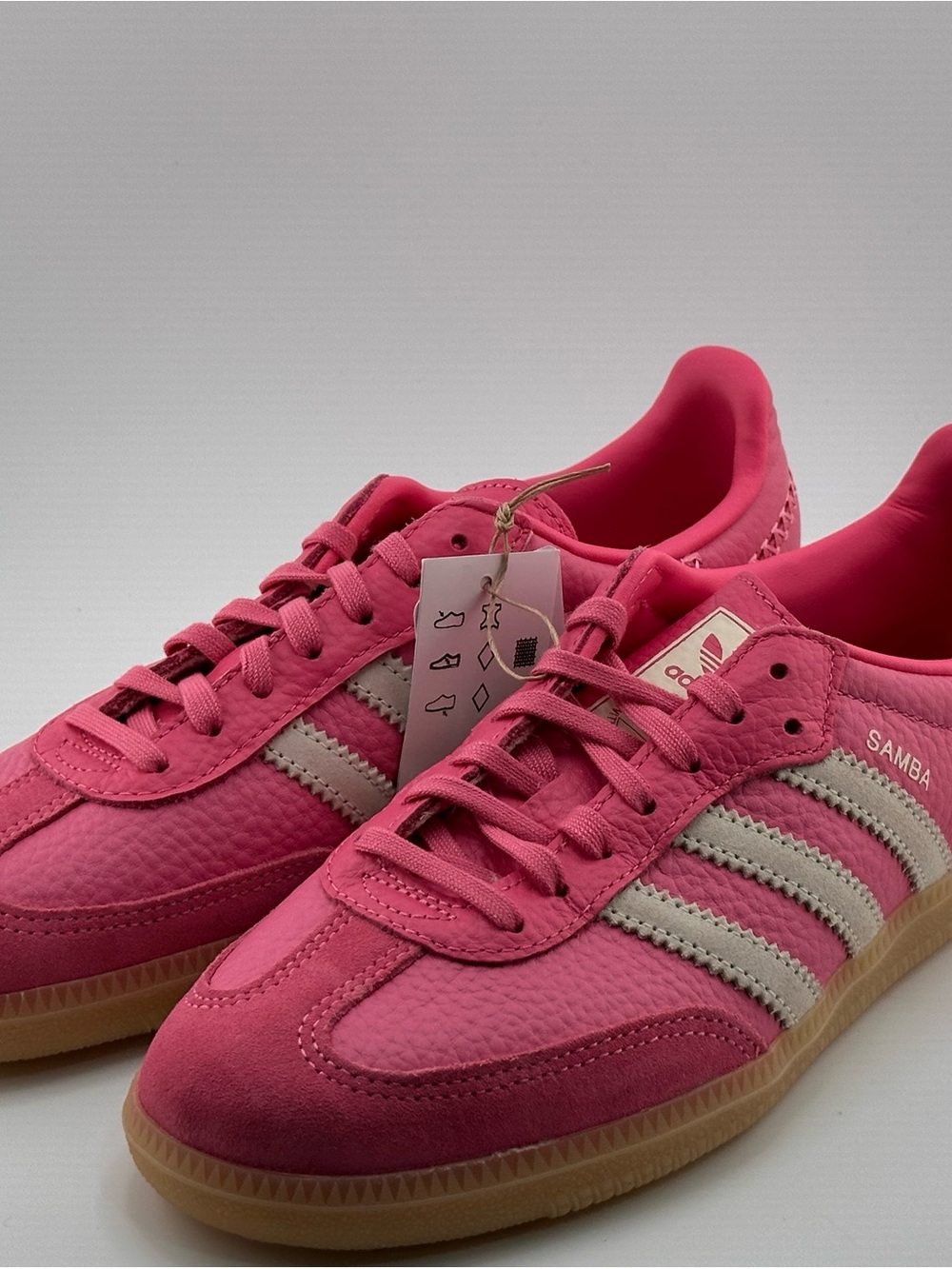 adidas Samba Women's Hot Pink with Cream Stripes Sneakers